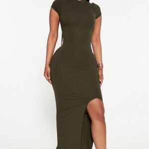 Elegant Olive Green Maxi Dress